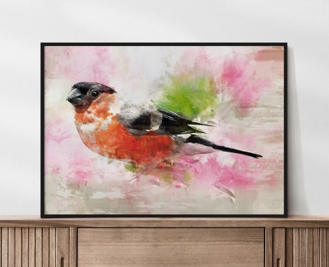 Plakat z PTAKIEM ABSTRAKCJA kolorowy