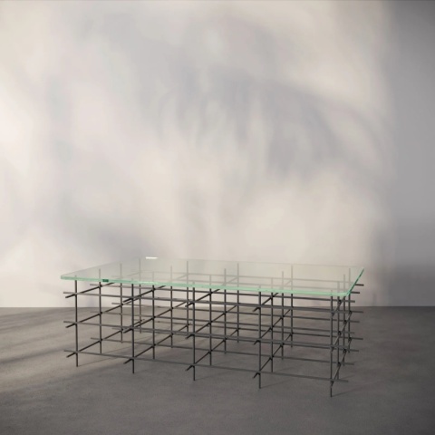 Stolik kawowy AURERA 100 x 60 cm szklany blat metalowe nogi różowe