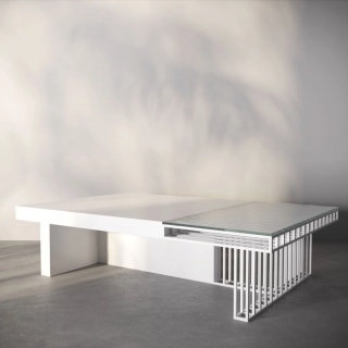 Stolik kawowy VILER 141 x 88 cm designerski biały