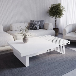 Stolik kawowy VILER 141 x 88 cm designerski biały