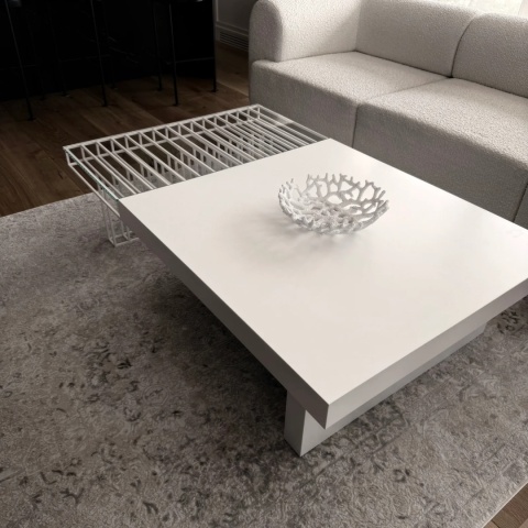 Stolik kawowy VILER 141 x 88 cm designerski biały