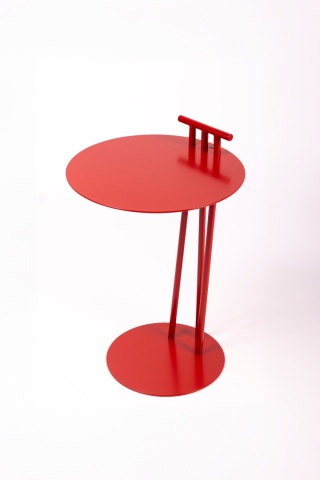 Stolik pomocniczy LOOP 40 x 40 cm nowoczesny pomidorowa czerwień mat