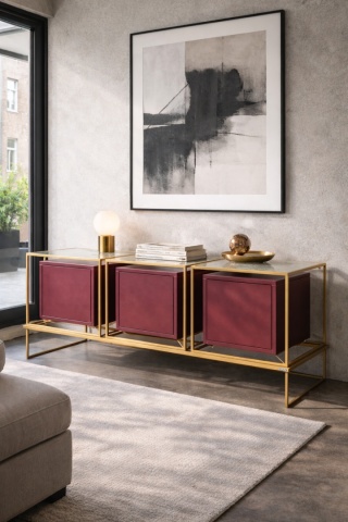 Komoda COMO PLUS 148 x 48 cm metal złoto burgund
