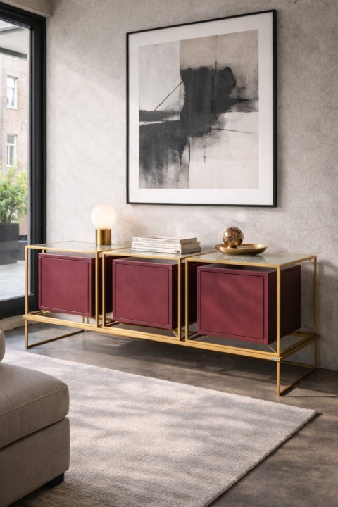 Komoda COMO PLUS 148 x 48 cm metal złoto burgund