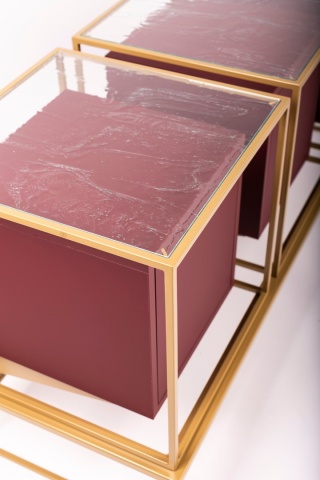 Komoda COMO PLUS 148 x 48 cm metal złoto burgund