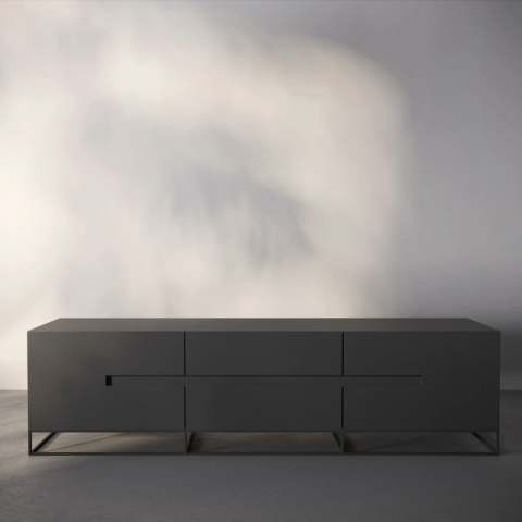 Szafka RTV SORENZA 190 x 50,5 cm na metalowych nogach biała