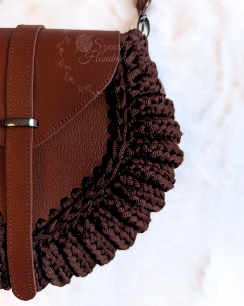 Torebka pleciona diament skóra naturalna gorzka czekolada