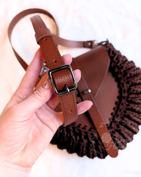 Torebka pleciona diament skóra naturalna gorzka czekolada