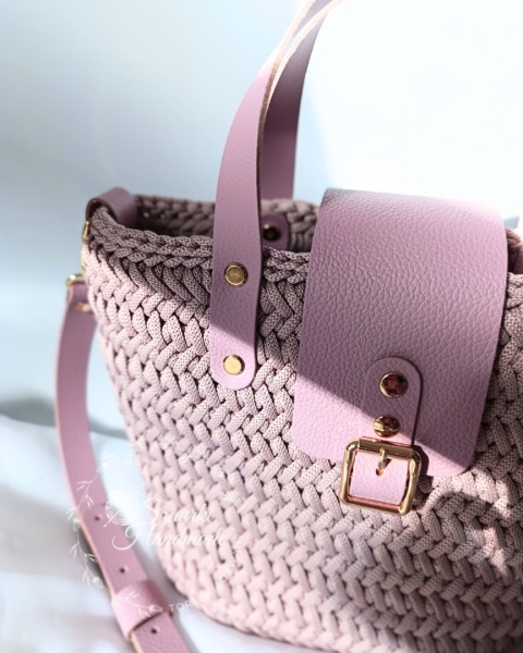 Torebka pleciona koszyk brudny róż